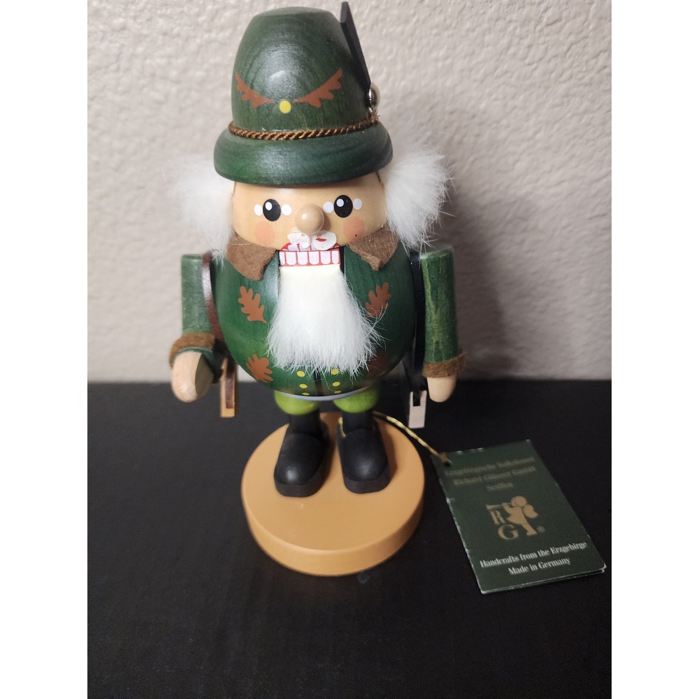 Richard Glasser German Nutcracker Hunter Woodsman Green Seiffen Erzgebirge Tag